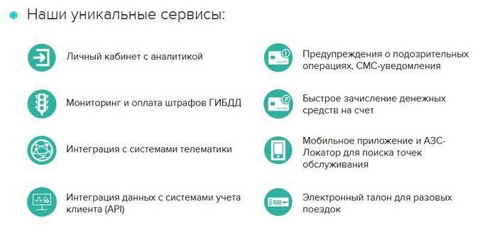 Сервисы карты Газпром