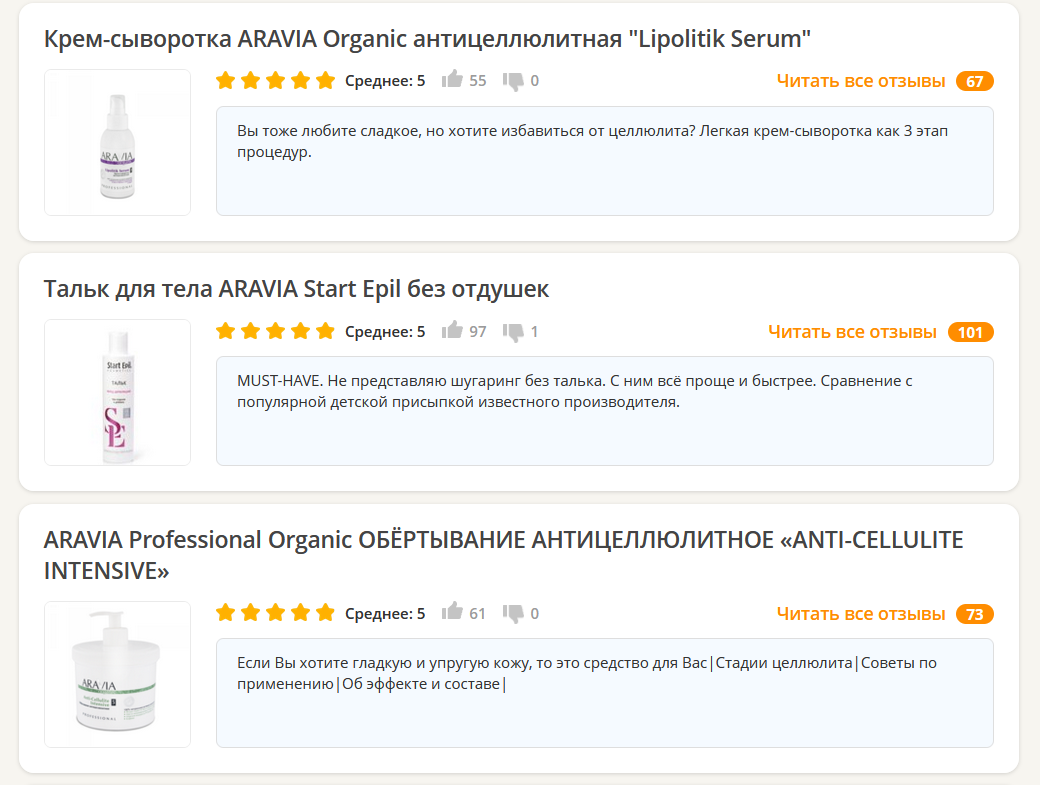 Косметика Aravia (Аравия): промокоды на скидку в интернет-магазине на [current_date format='F, Y']